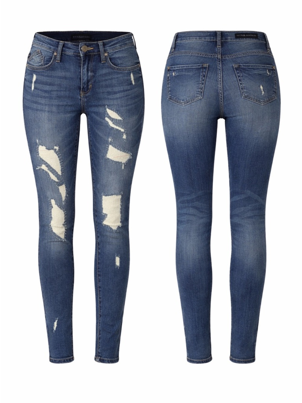 Rock & Republic Kashmiere Y2K Distressed Patchwork Skinny Jeans Size 6 - Picture 2 of 13